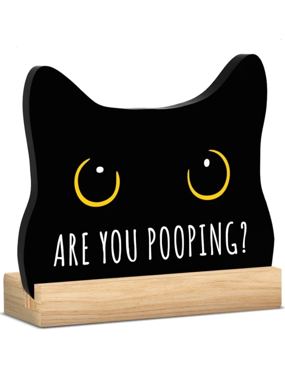 Funny Black Cat Bathroom Sign “Are You Pooping?” Acrylic Desk Decor